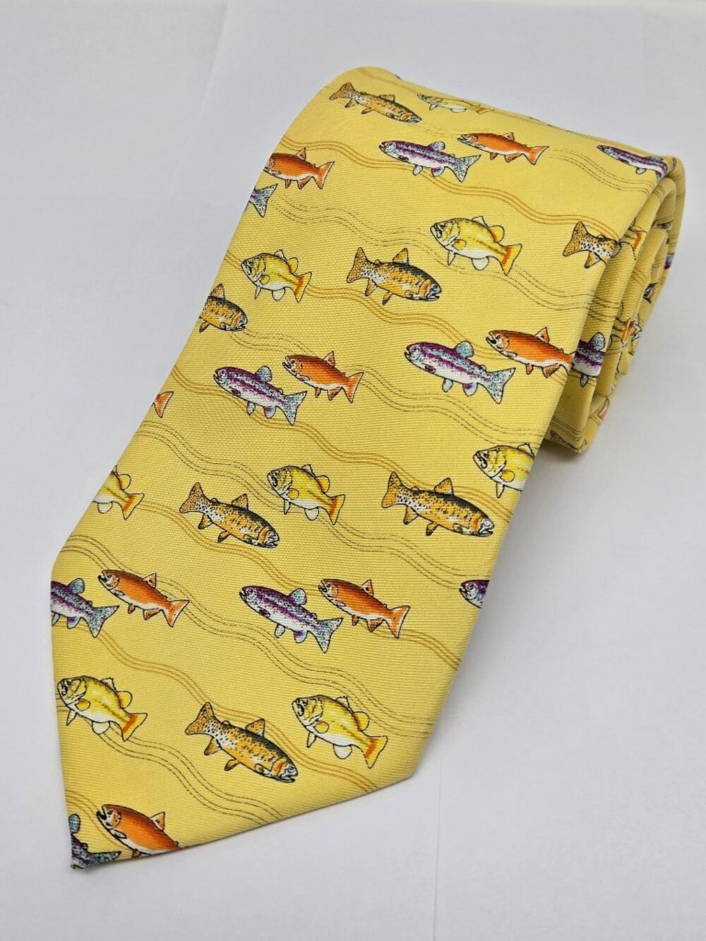 Utopia 100% Rayon Novelty Fish Mens Tie, Yellow